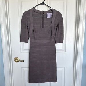 Herve Leger Grey Bodycon Mini Dress